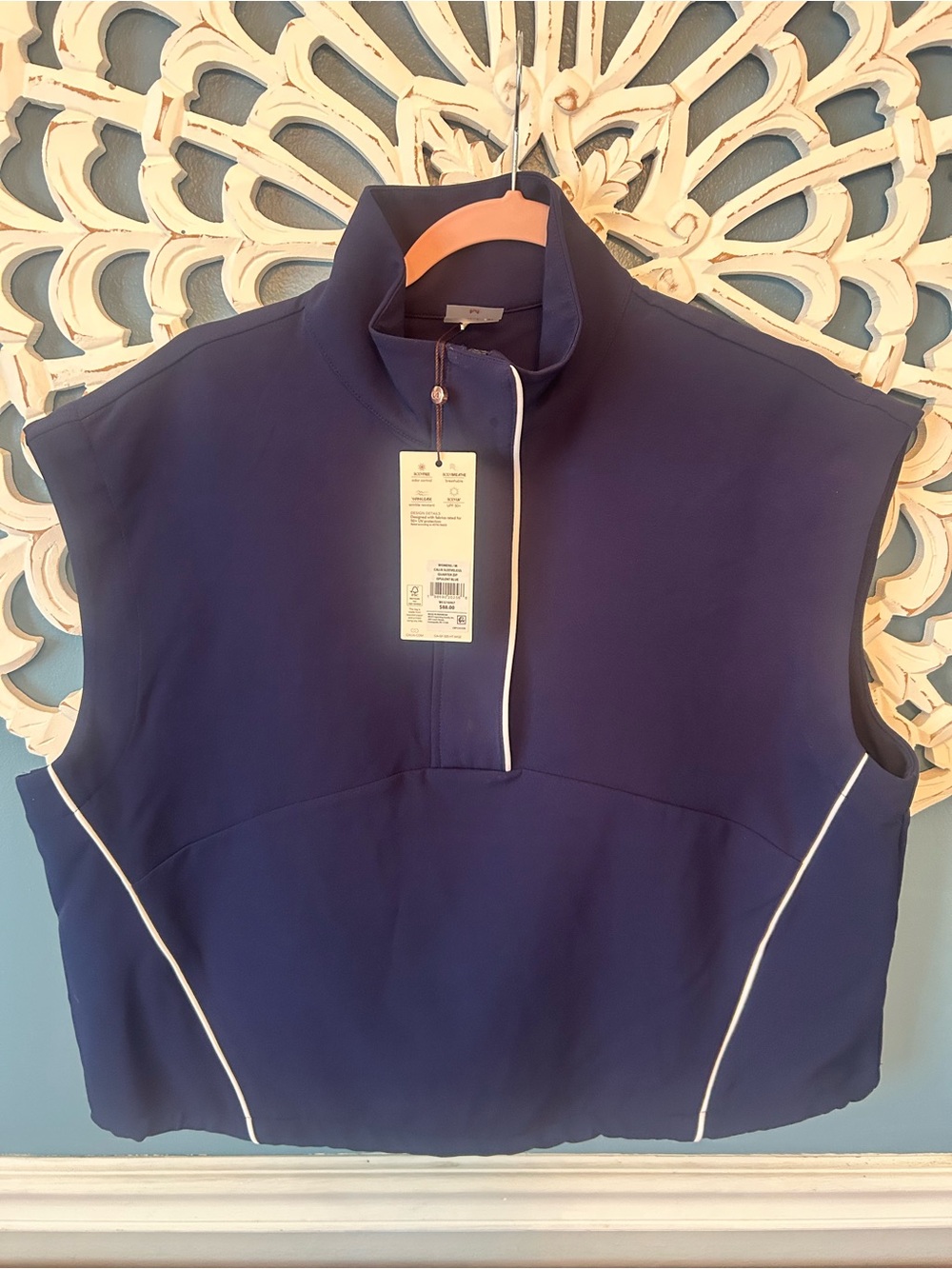 CALIA by Carrie Underwood navy blue sleeveless quarter-zip top